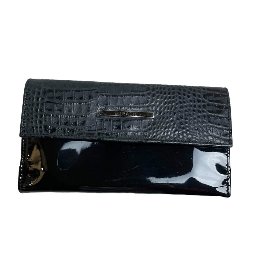 Ripani Black Croc & Patent Leather Wallet ITALY